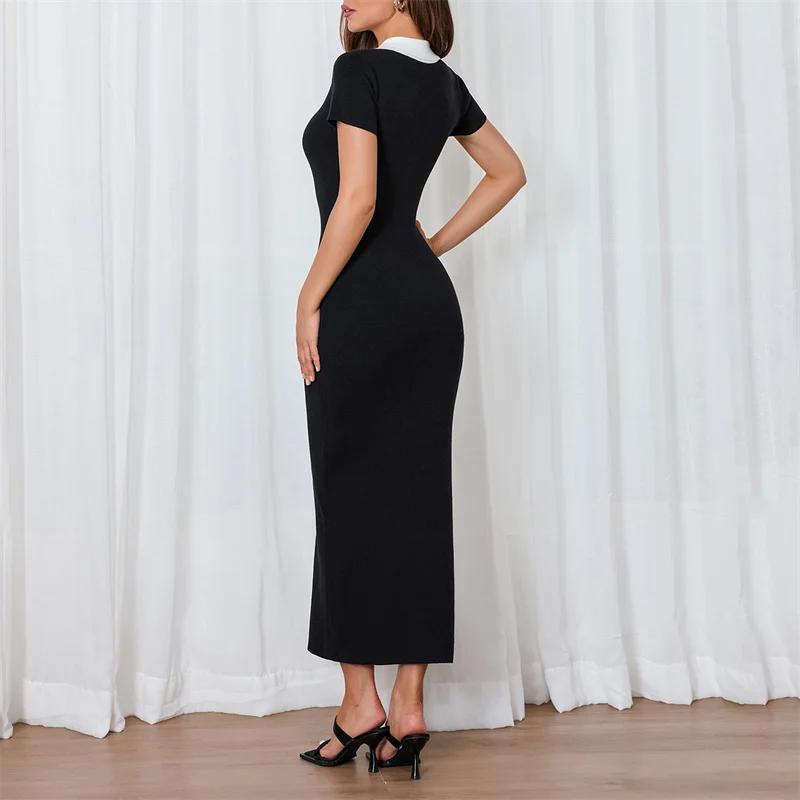 Black Maxi Dress with Short Sleeves