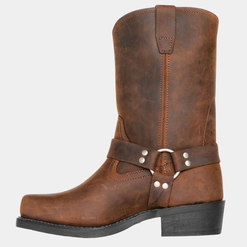 Women’s Vintage Cowboy Boots – Durable Western Harness Design with Classic Square Toe