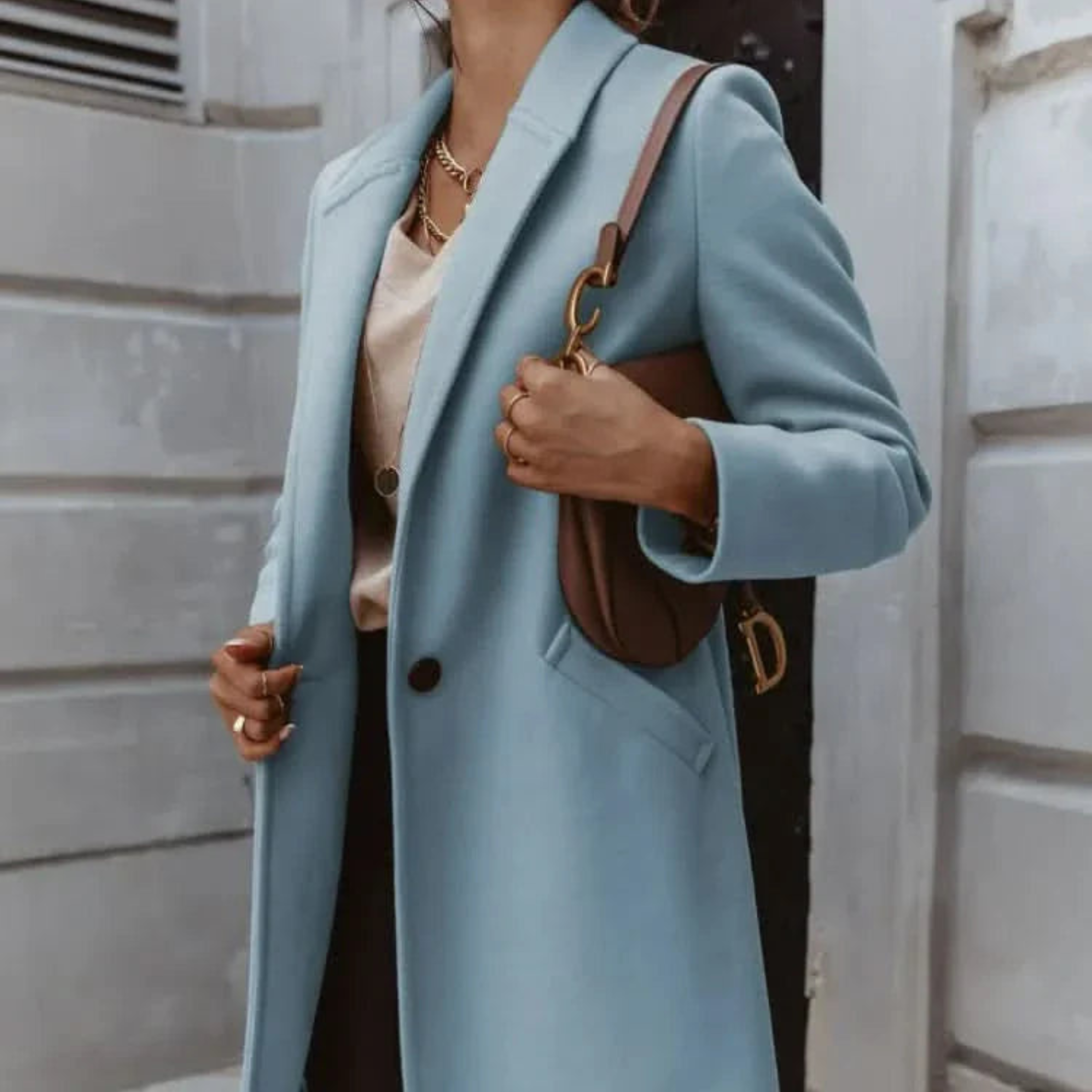 Women’s Long Tailored Coat – Elegant Structured Overcoat for Smart Layering