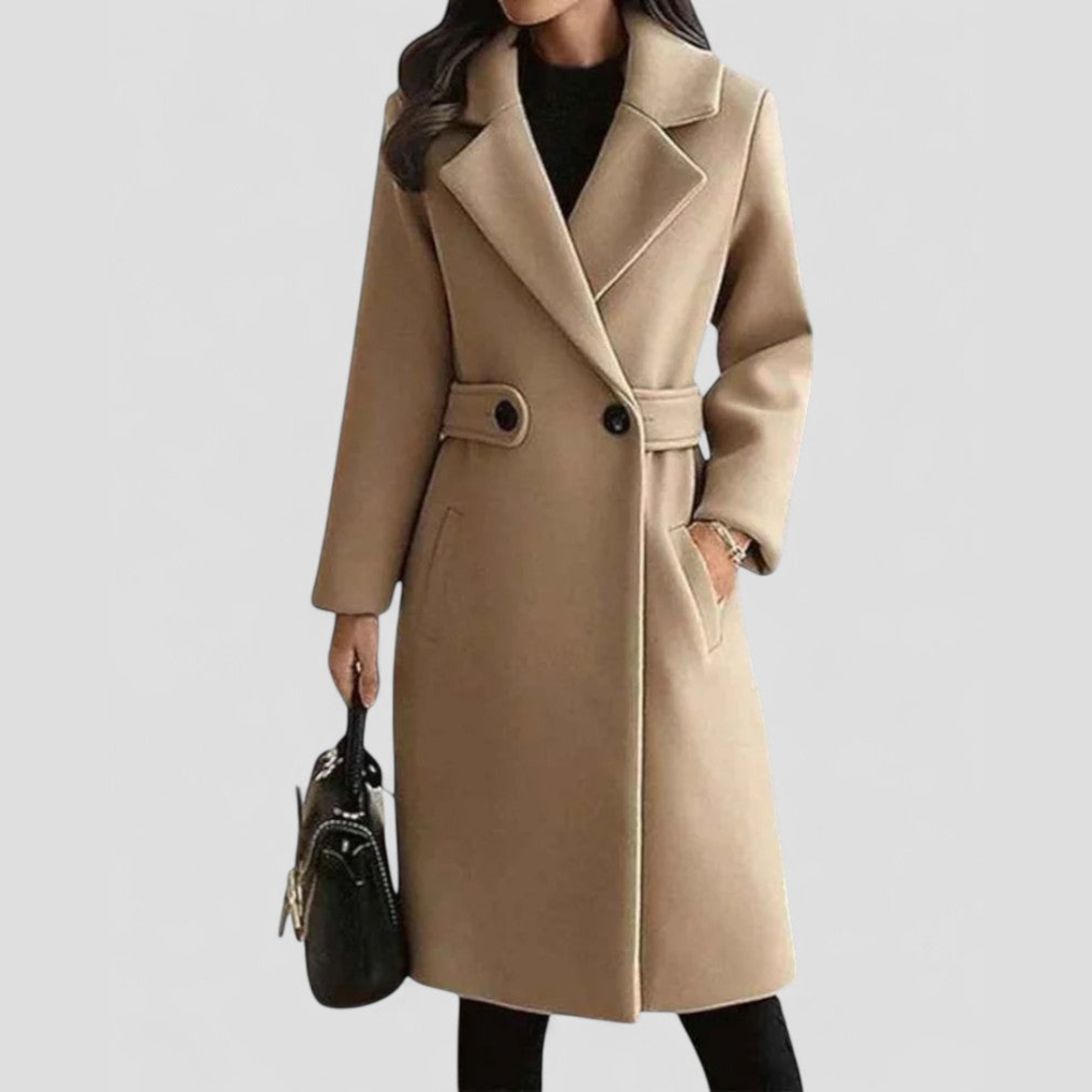 Women’s Maxi Coat with Lapel Collar – All-Season Elegance