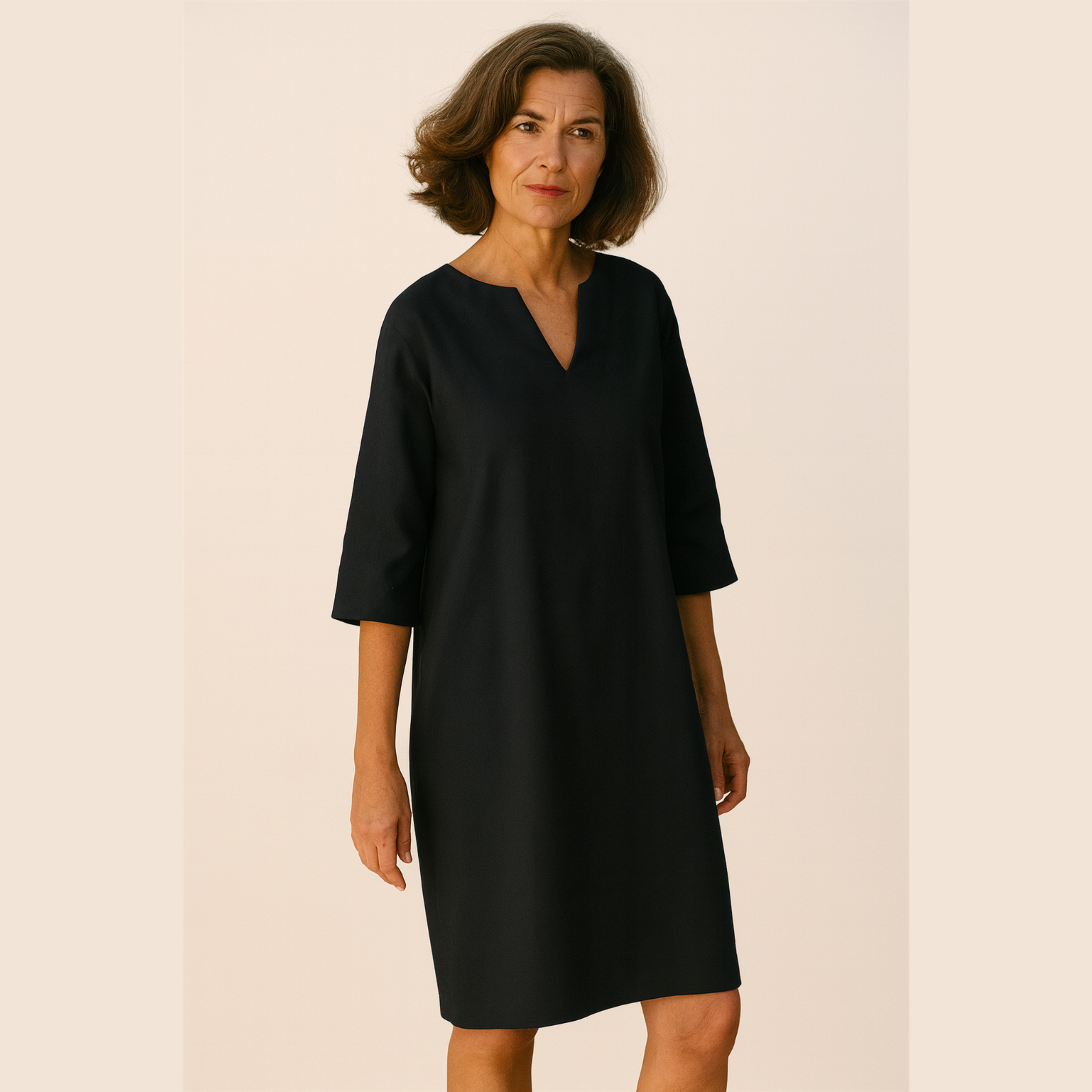 Women’s V-Neck Midi Summer Dress – Button Front with Relaxed Fit