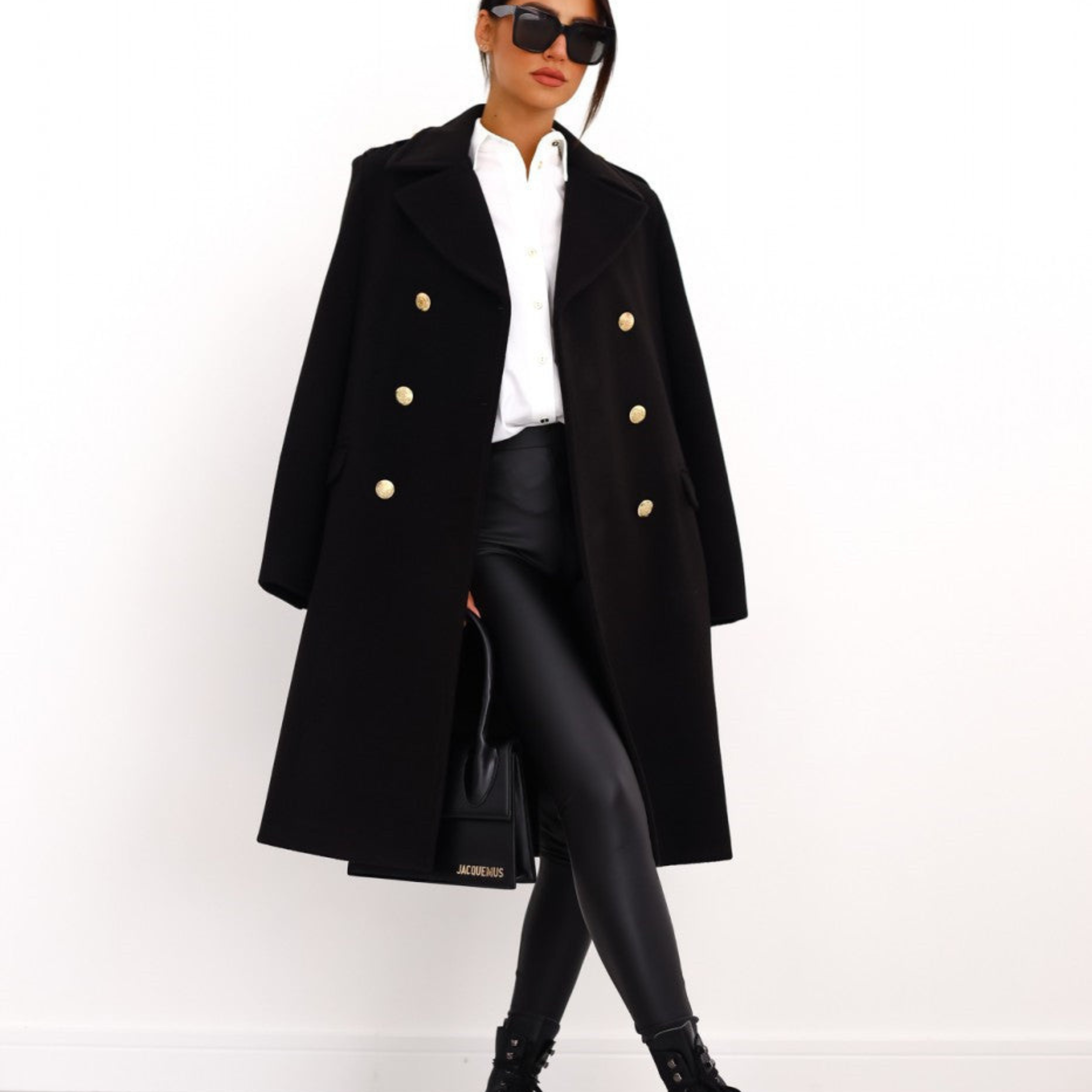 Women’s Double-Breasted Long Coat – Tailored Winter Coat