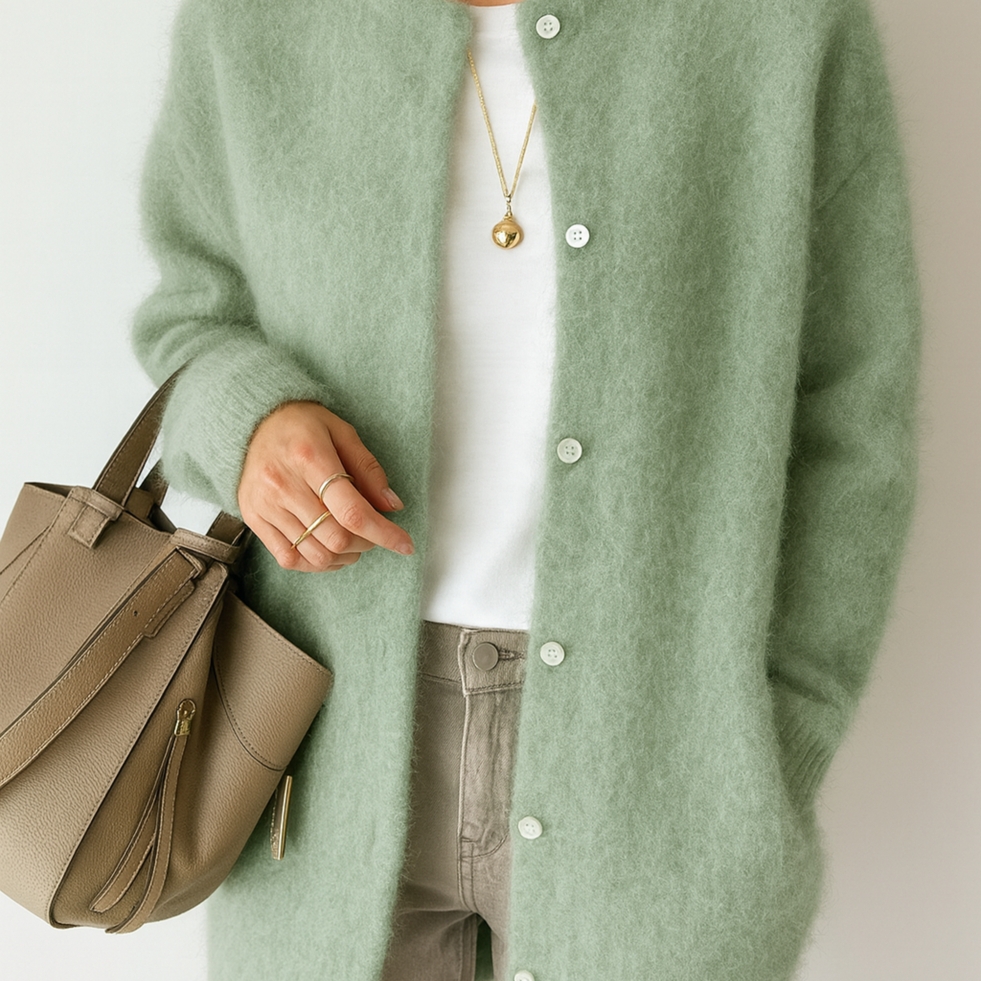 Women’s Long Cardigan – Oversized, Press-Stud Front, Longline Knit