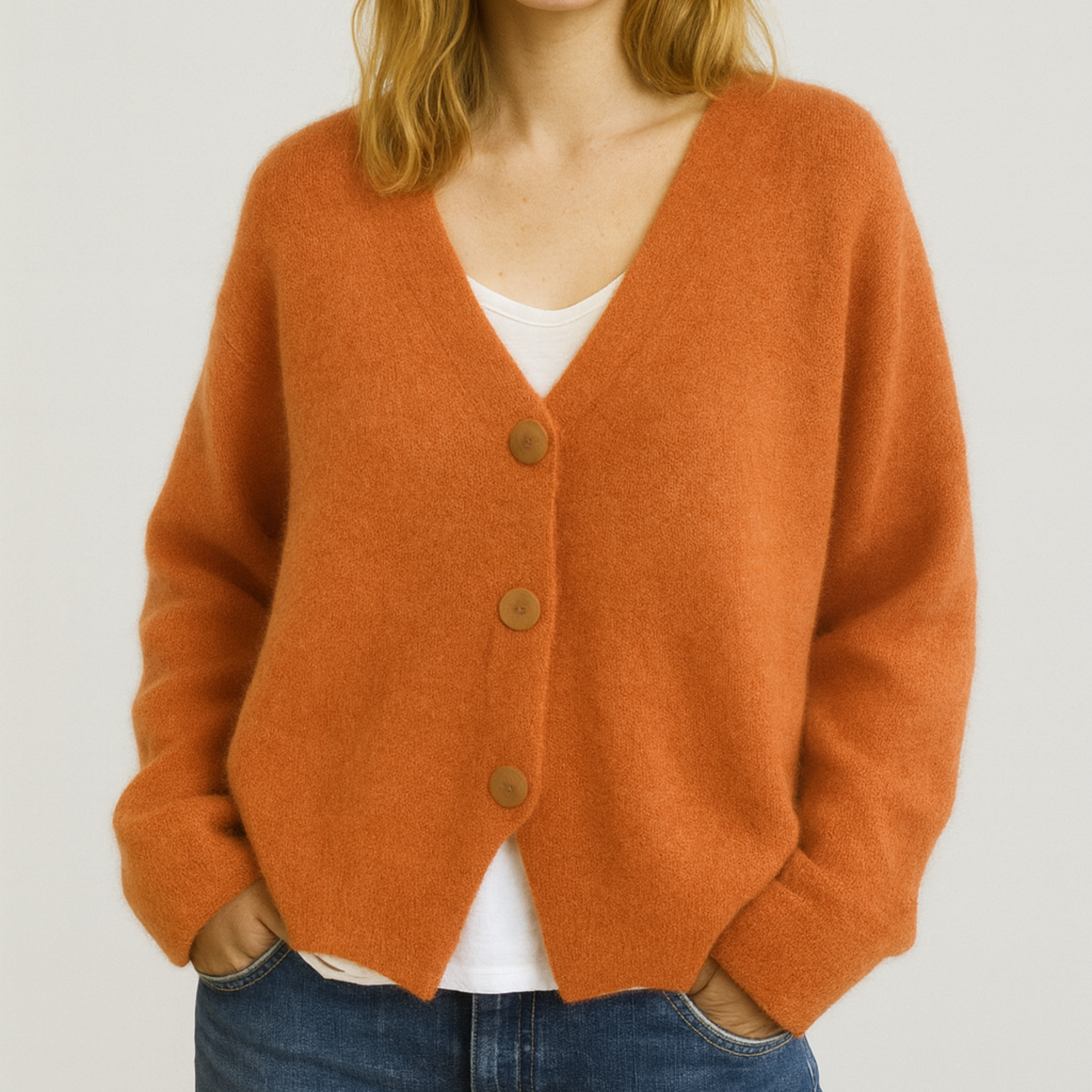 Women’s Cardigan Sweater – Soft Knit – Relaxed Fit – V-Neck – Button Front