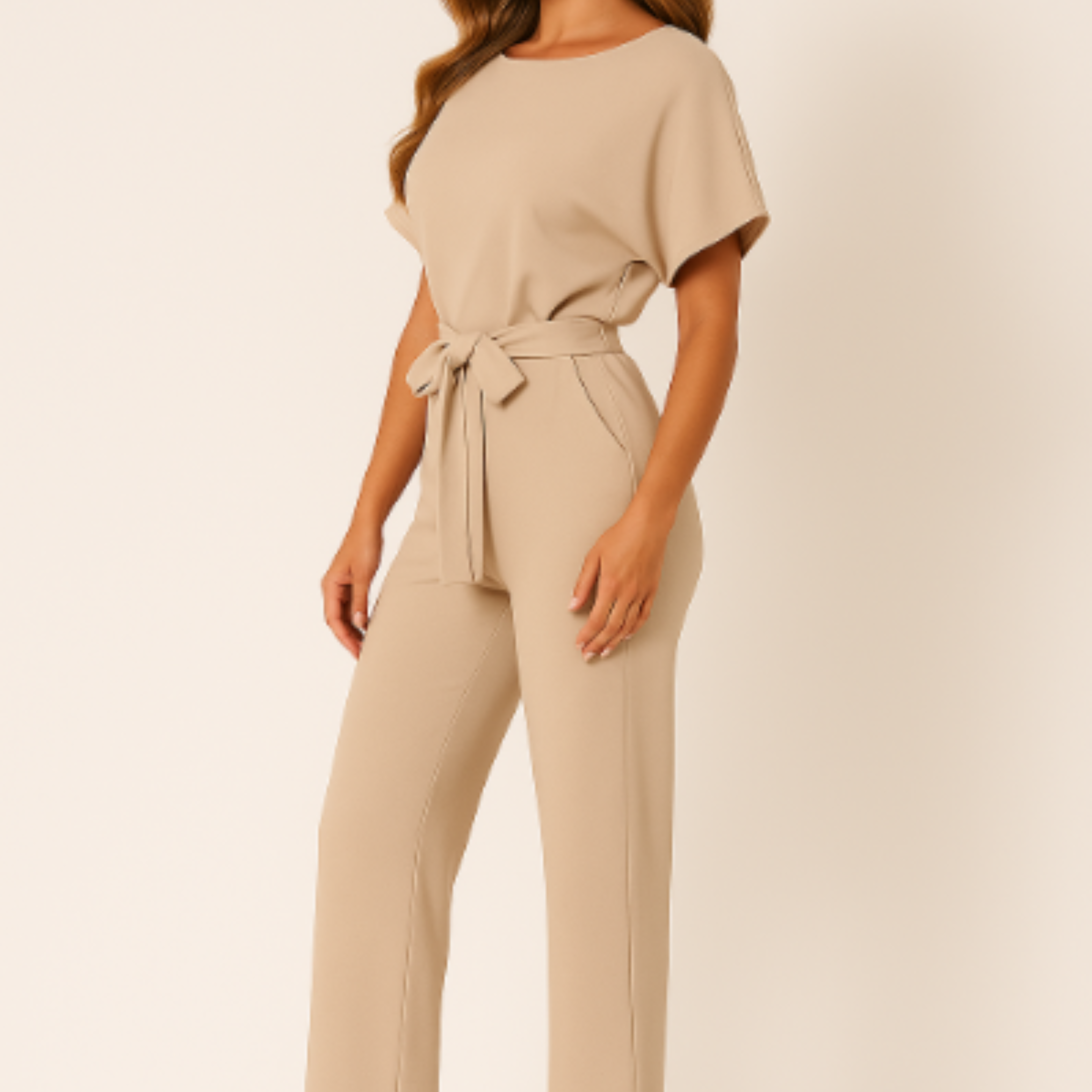 Women's Tie Ribbon Jumpsuit – Short Sleeved One-Piece