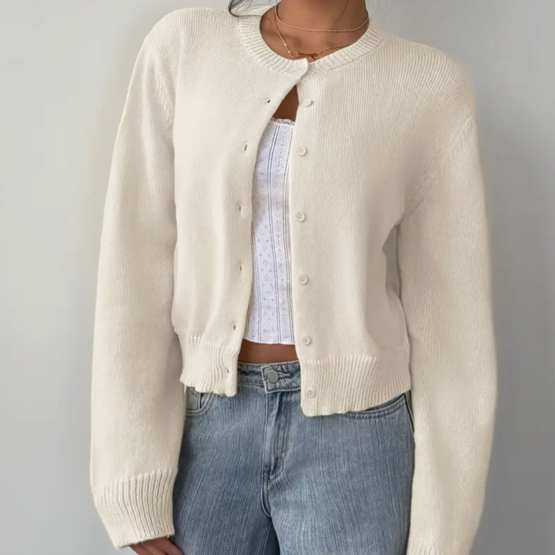 Women’s Cropped Button Cardigan – Soft Knit Layer for Everyday & Casual Wear