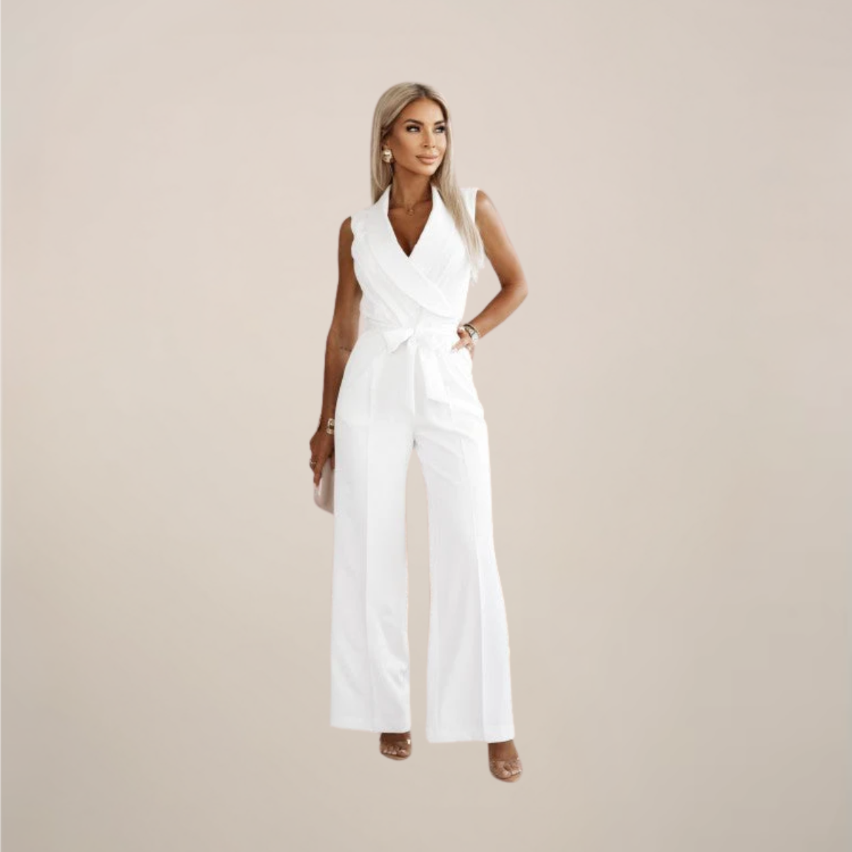Women’s Elegant Wrap Sleeveless Wide-Leg Jumpsuit