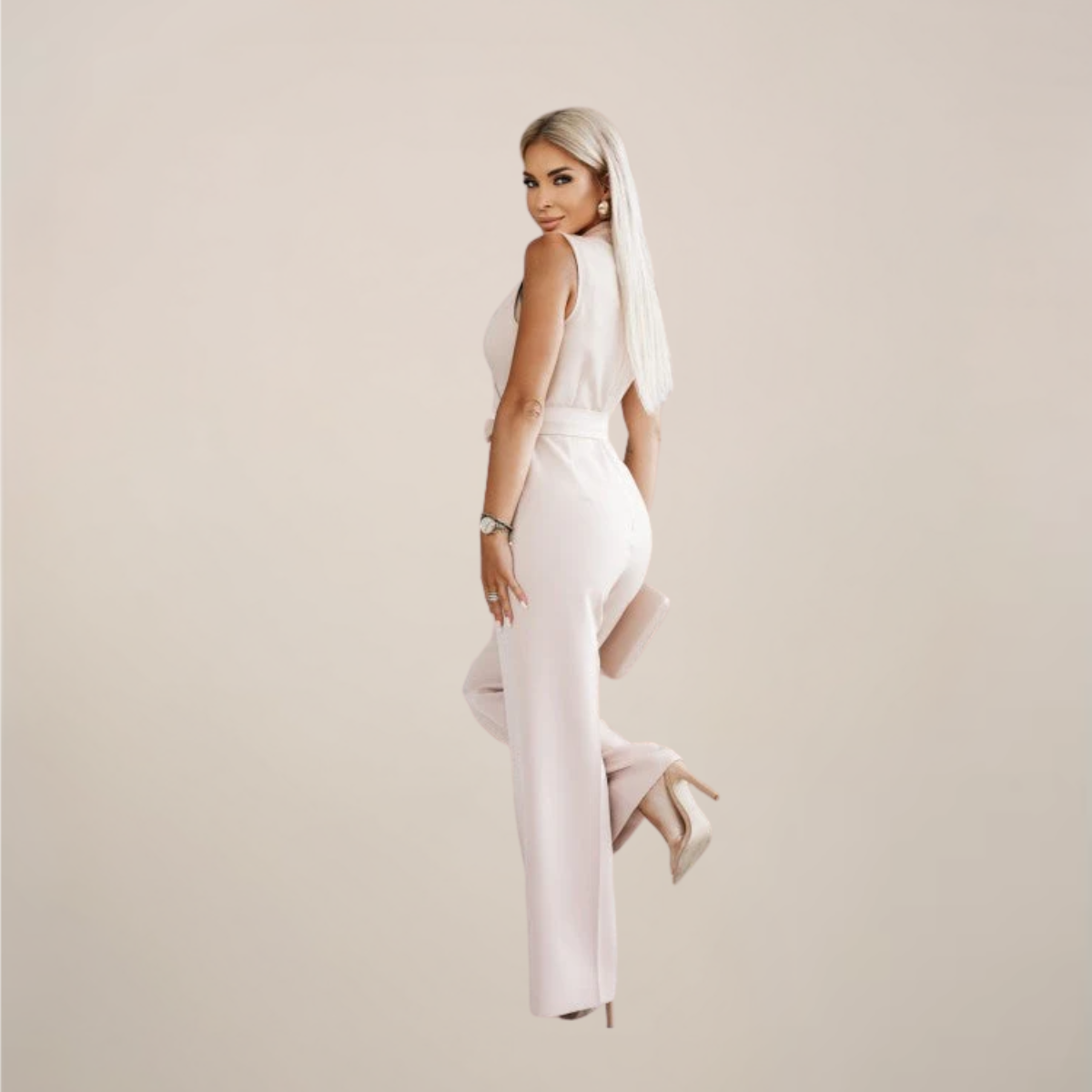 Women’s Elegant Wrap Sleeveless Wide-Leg Jumpsuit