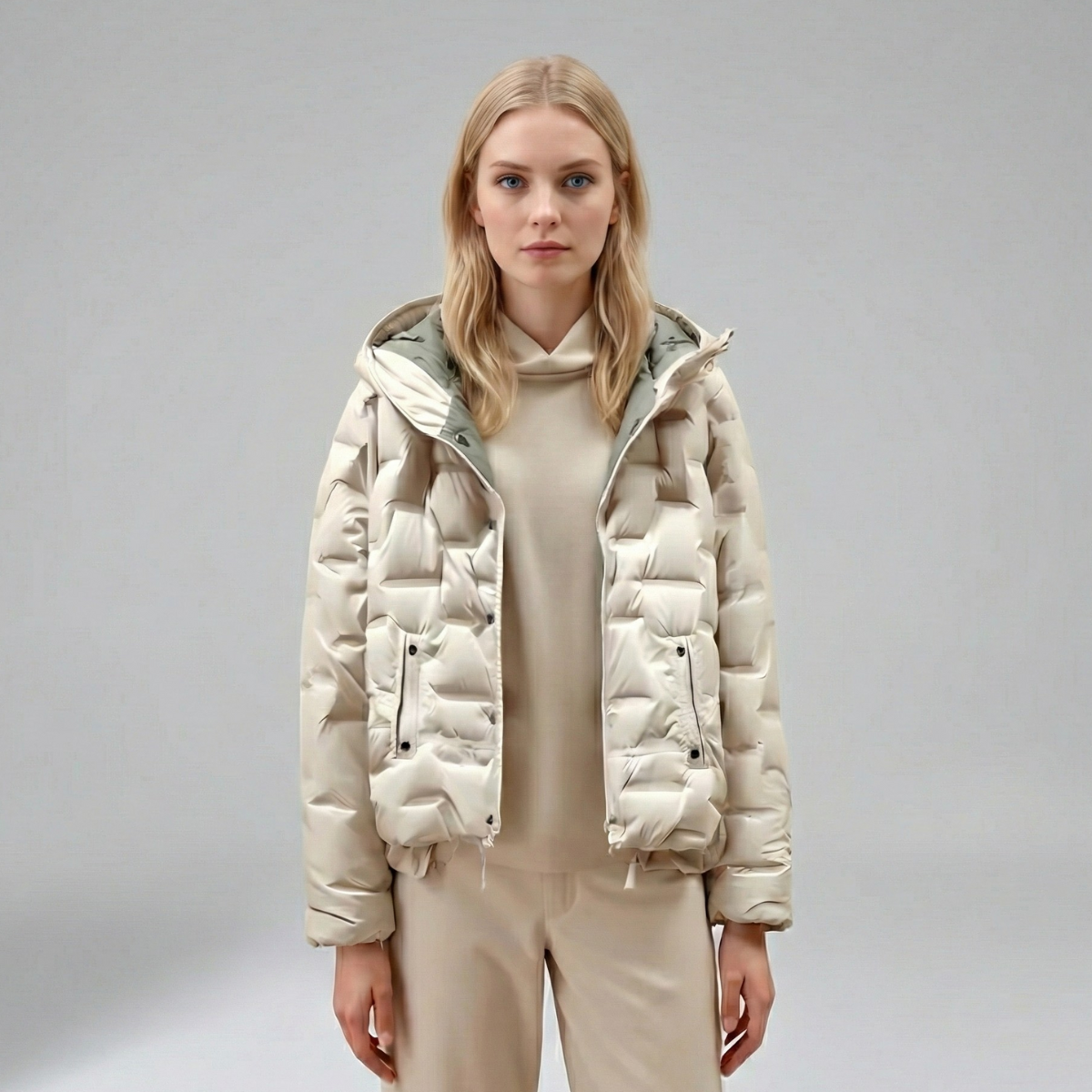 Women’s Hooded Insulated Jacket – Relaxed Winter Silhouette with Quilted Design for Everyday Wear