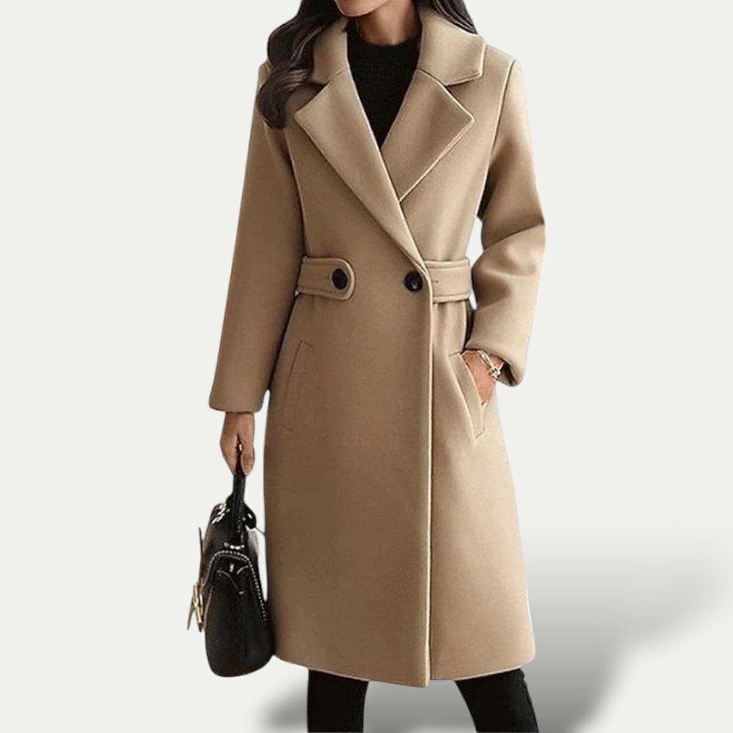 Women’s Maxi Single-Breasted Coat with Wide Lapels – Autumn/Winter