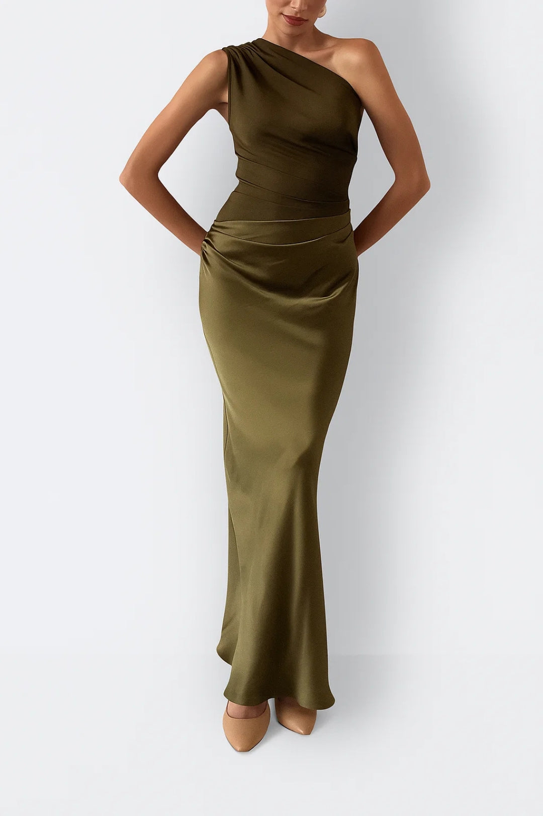 Women’s One-Shoulder Maxi Dress – Sculpted Evening Silhouette with Modern Draped Design
