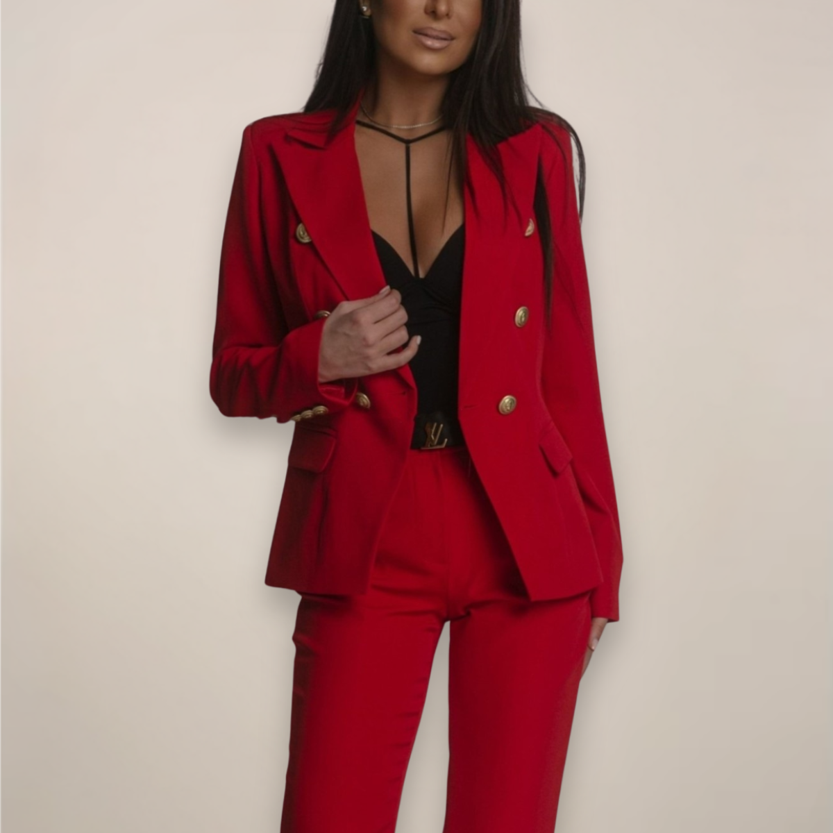 Women’s Two-Piece Blazer Suit – Elegant Tailored Set for Work and Formal Occasions